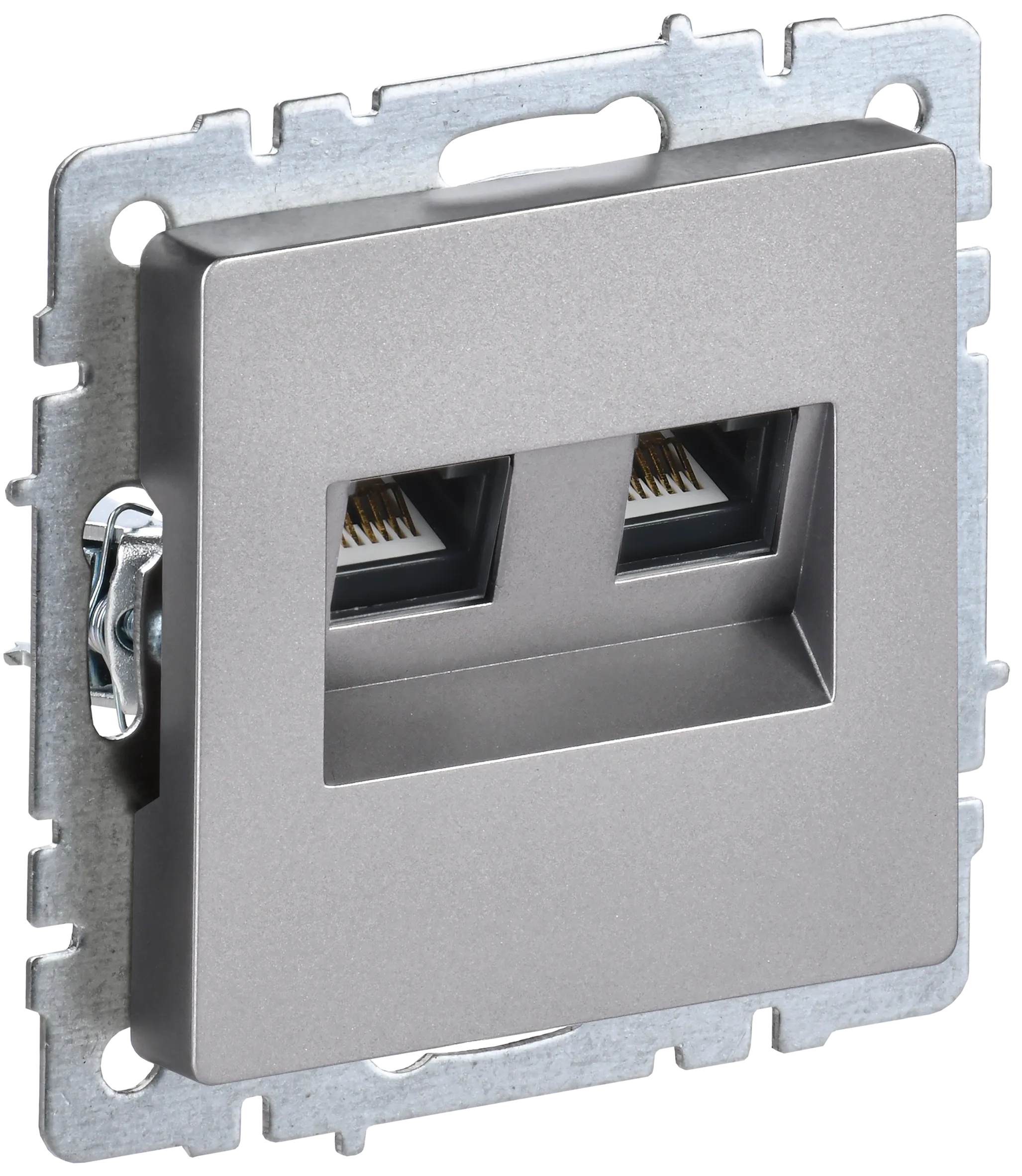 BRITE Розетка двойная RJ11+RJ45 кат.5E РК/Т12-БрС сталь IEK