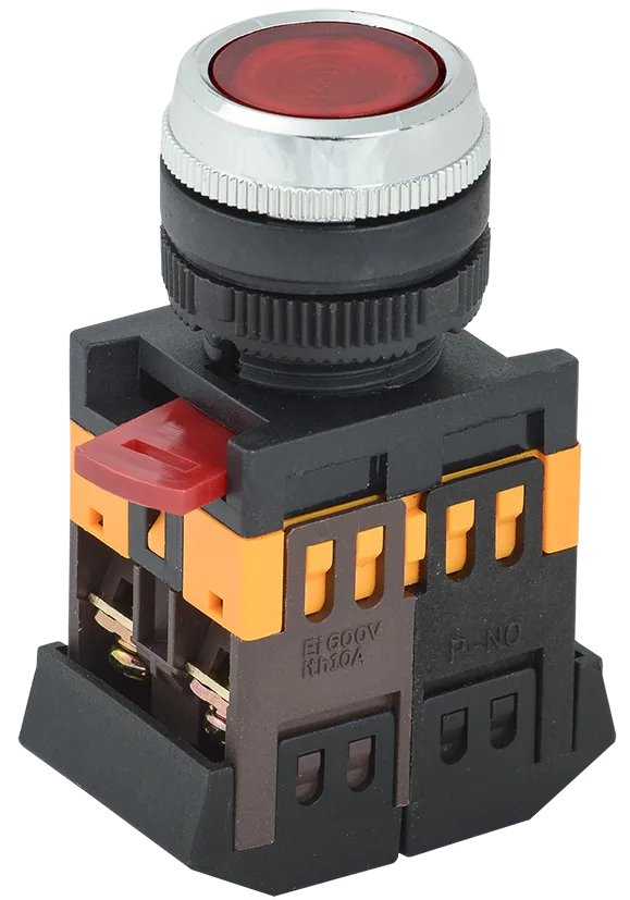 Кнопка ABLFS-22 красный d=22мм неон/240В 1з+1р IEK