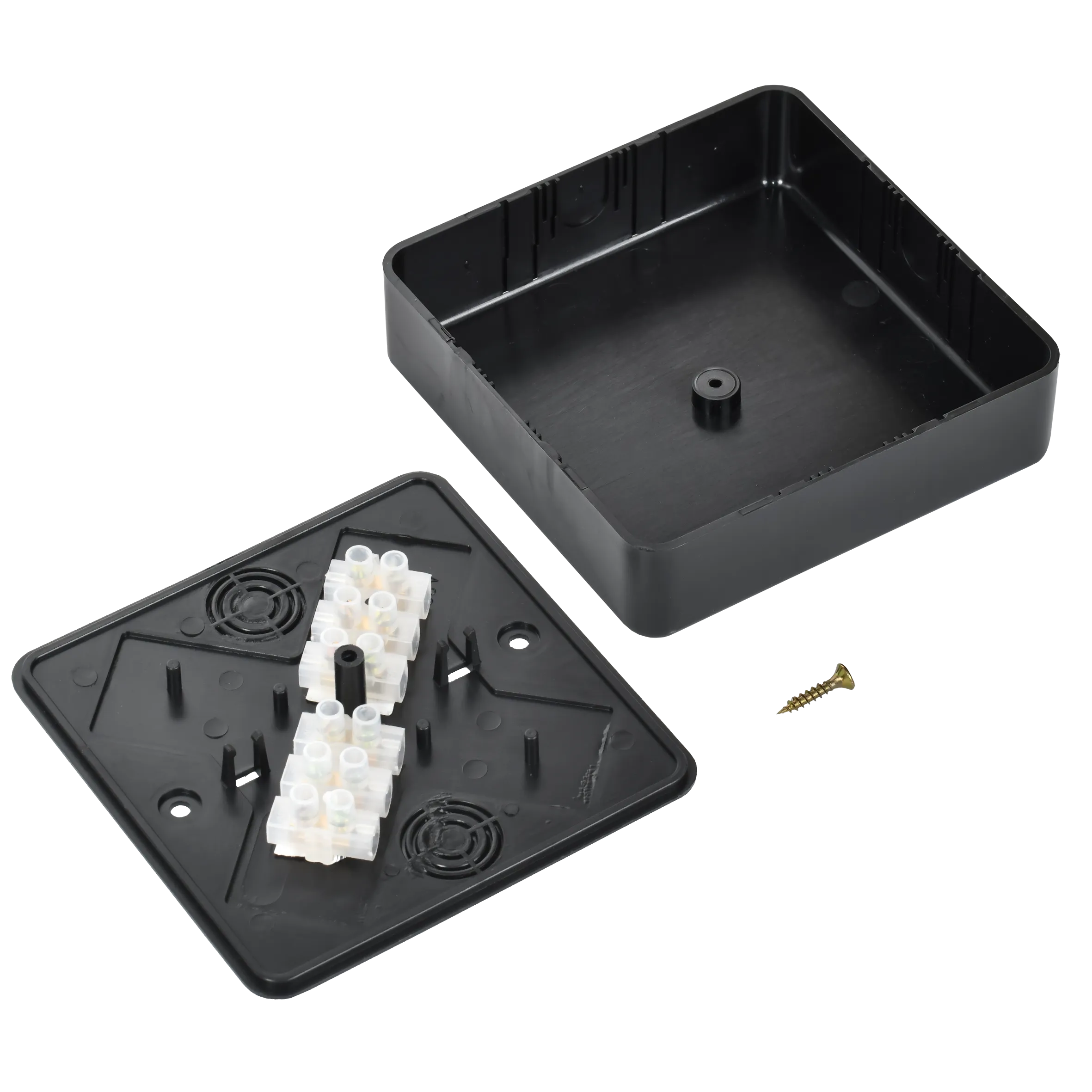 Коробка распаячная КМ для открытой проводки безгалогенная (HF) 100х100х29мм (6 клемм 6мм2) черная (RAL 9005) IEK - Фото 4