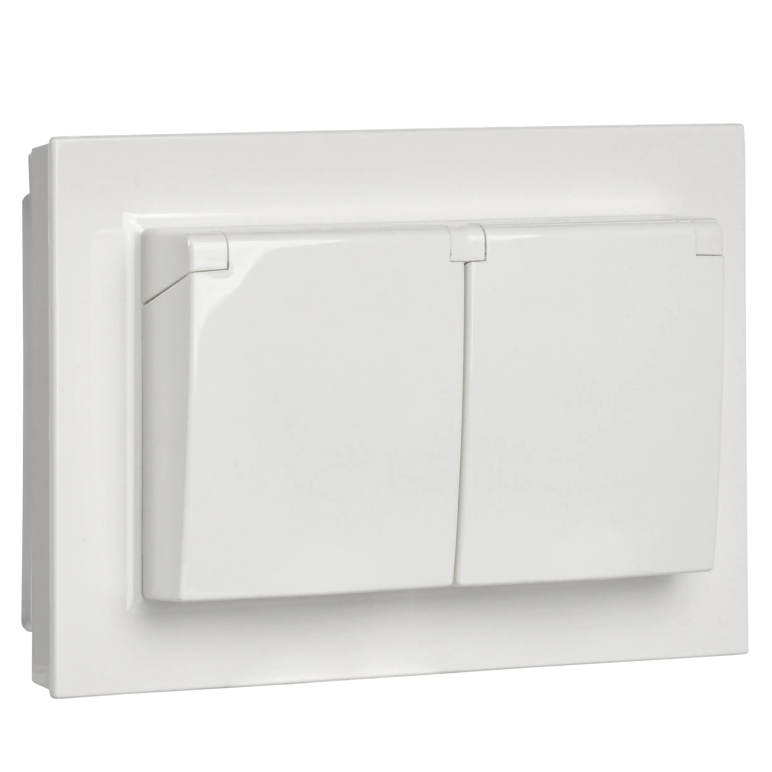 BRITE Розетка 2-местная с заземлением с защитными шторками и крышкой 16А в сборе IP44 РСбш12-3-44-БрБ белый IEK - Фото 6