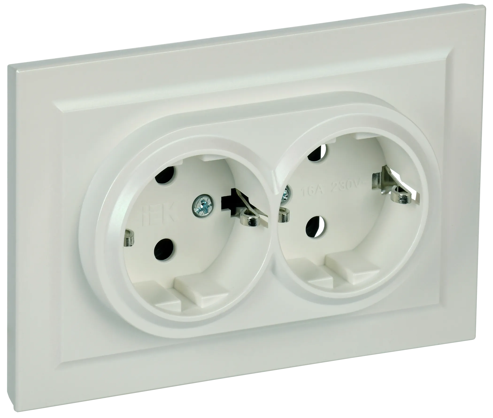 BRITE Розетка 2-местная с заземлением без защитных шторок 16А в сборе РС12-3-БрЖ жемчуг IEK