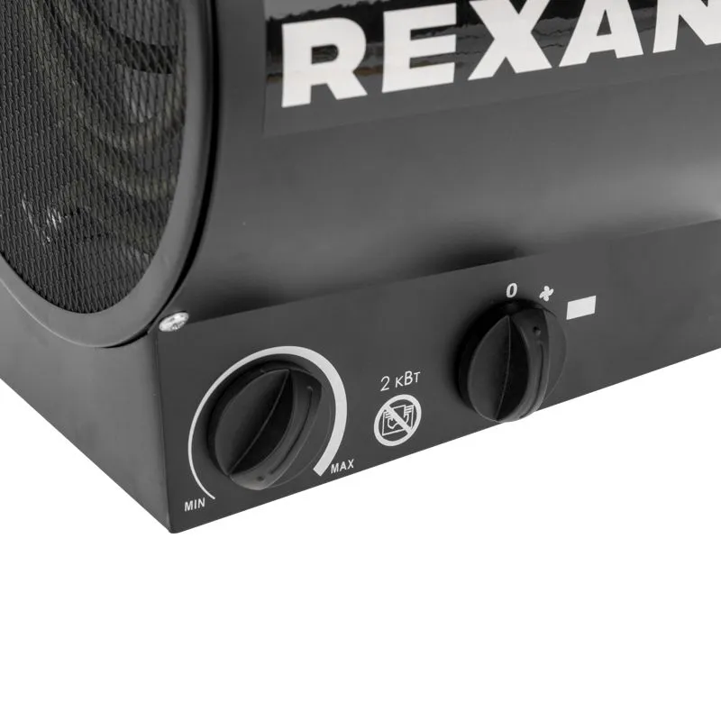 Пушка тепловая электрическая, круглая, прямоугольная подставка, ТЭН, 2кВт REXANT - Фото 4