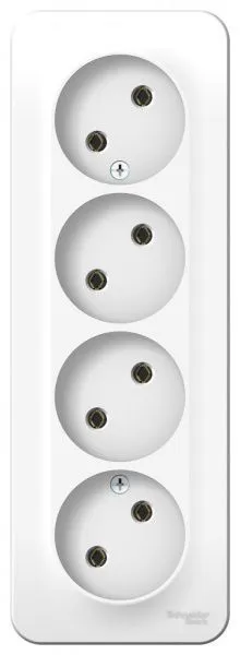 Розетка 4-м ОП Blanca 16А IP20 250В без заземл. без защ. шторок с изолир. пластиной бел. SE BLNRA000411 - Фото 2