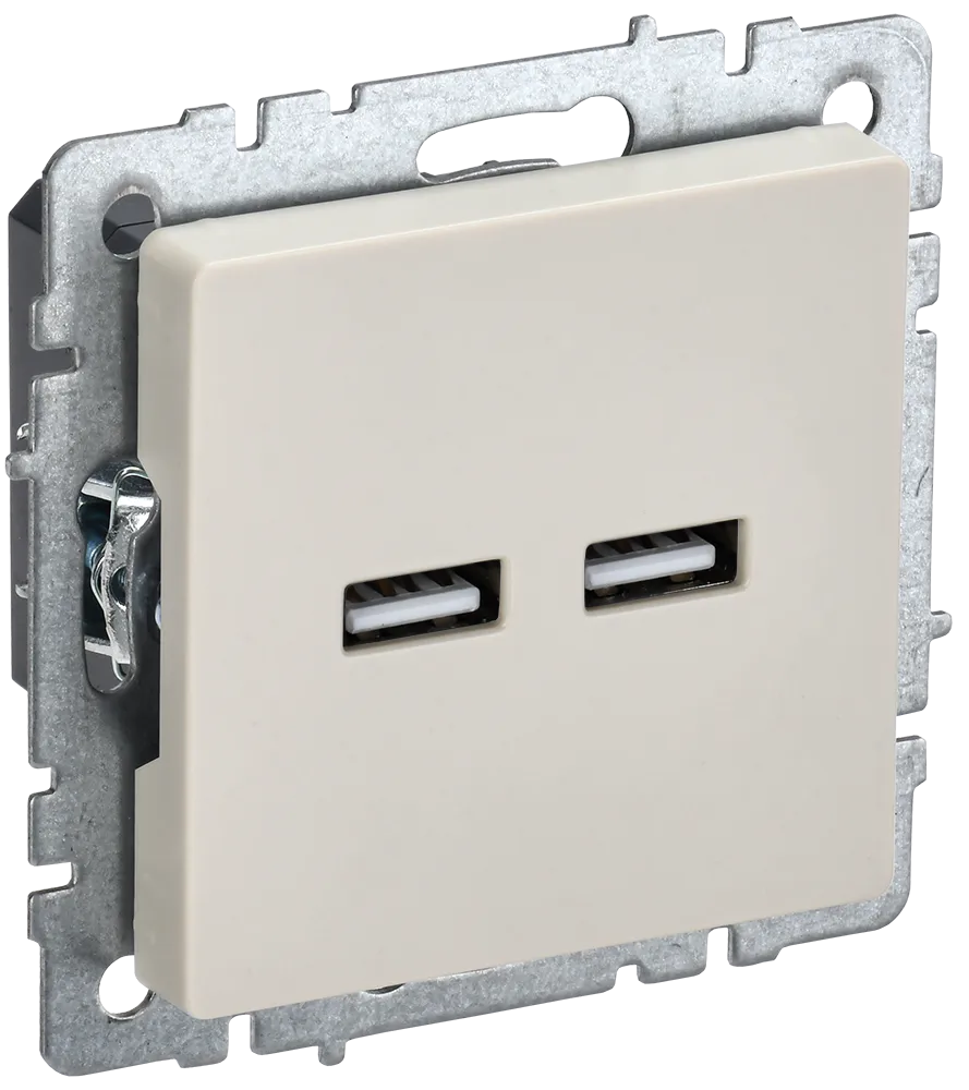 BRITE Розетка USB A+A 5В 3,1А РЮ10-1-БрКр бежевый IEK BR-U21-D31-K10