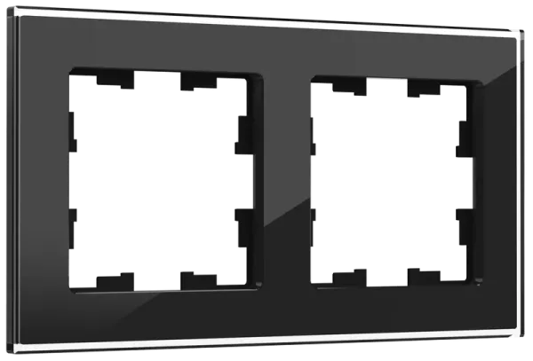 BRITE Рамка 2 -местная РУ-2-2-БрЧ стекло черный IEK BR-M22-G-K02