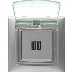VALENA Рамка 1-местная IP44 с крышкой алюминий 770150