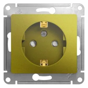 Розетка 1-м СП Glossa 16А IP20 250В с заземл. защ. шторки механизм фисташк. SE GSL001045 454423