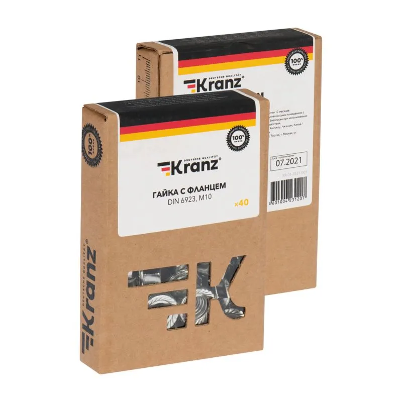 Гайка с фланцем DIN 6923, M10 короб (40 шт/уп) KRANZ - Фото 3