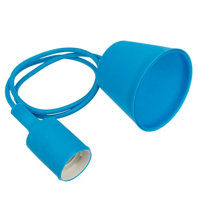 Патрон E27 силиконовый со шнуром 1м синий REXANT - Фото 3