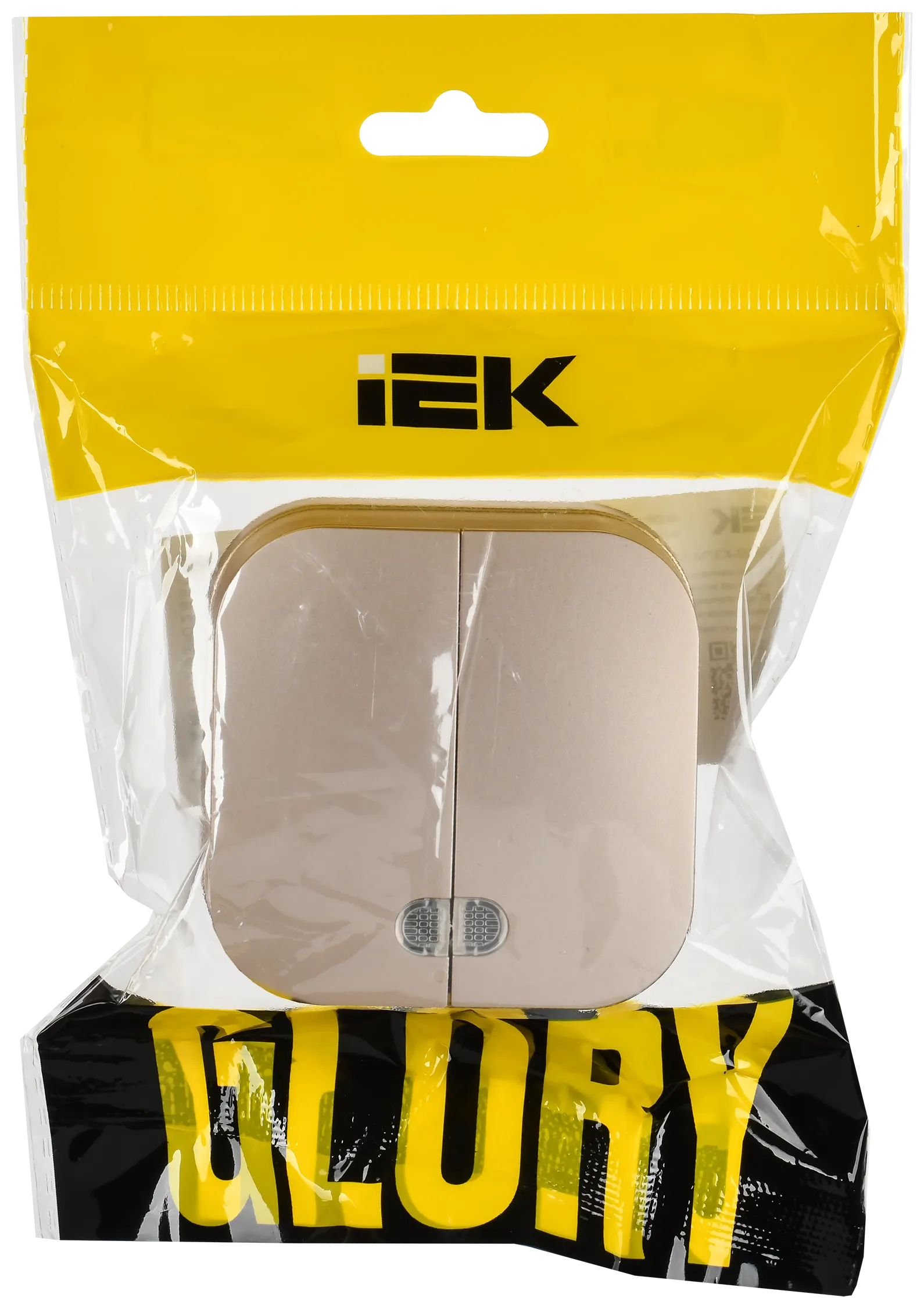 GLORY Выключатель 2-клавишный для открытой установки с индикацией 10А ВС20-2-1-ХШм шампань матовый IEK - Фото 2