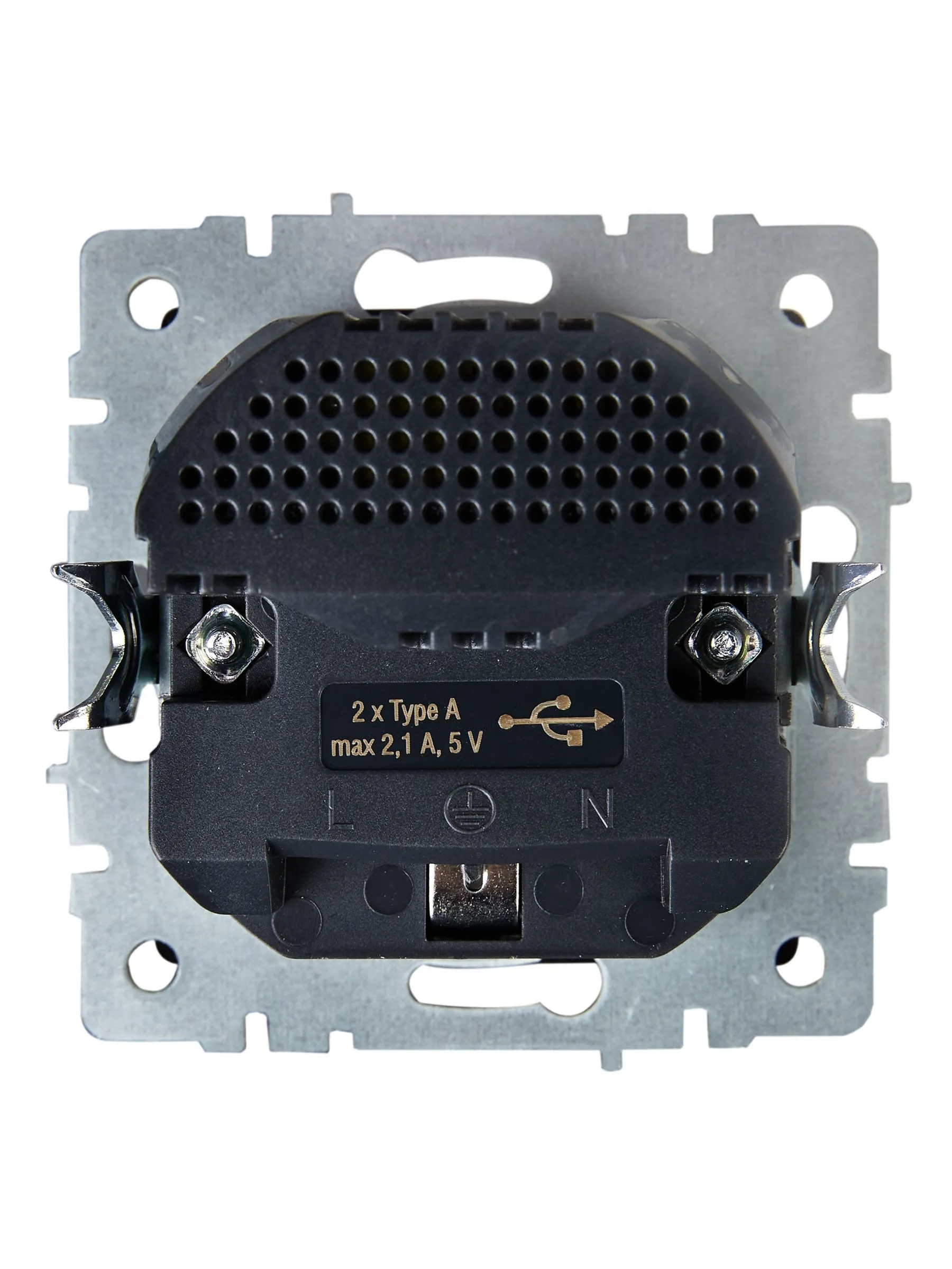 BRITE Розетка 1-местная с заземлением с защитными шторками 16А с USB A+A 5В 2,1А РЮш10-1-БрС сталь IEK - Фото 5