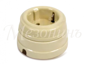 Розетка ретро фарфоровая, двухполюсная, с заземляющим контактом  (в комплекте с подъемной рамкой D7 GE70301-02