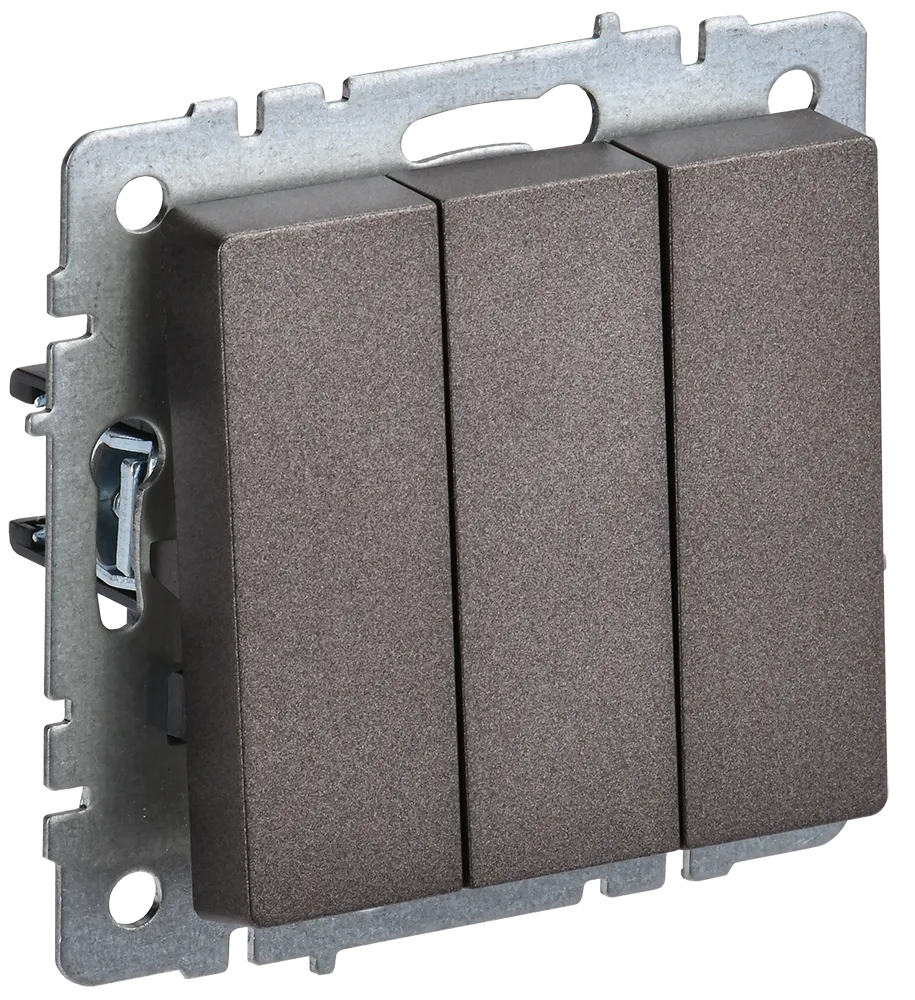 BRITE Выключатель 3-клавишный 10А ВС10-3-0-БрТБ темная бронза IEK BR-V30-0-10-K45