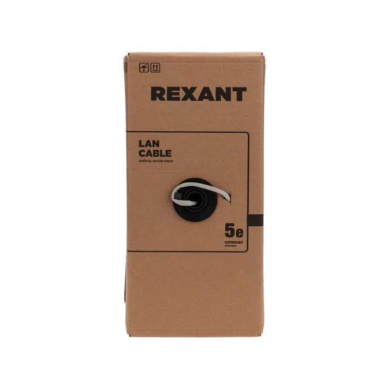 Кабель витая пара F/UTP, CAT 5e, PE, 4PR, 24AWG, OUTDOOR, SOLID, черный, 305м, серия LIGHT, РФ REXANT - Фото 3