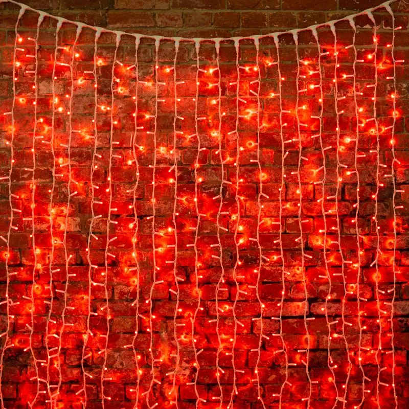Гирлянда Светодиодный Дождь 2х1,5м, постоянное свечение, белый провод КАУЧУК, 230 В, диоды КРАСНЫЕ ( - Фото 2