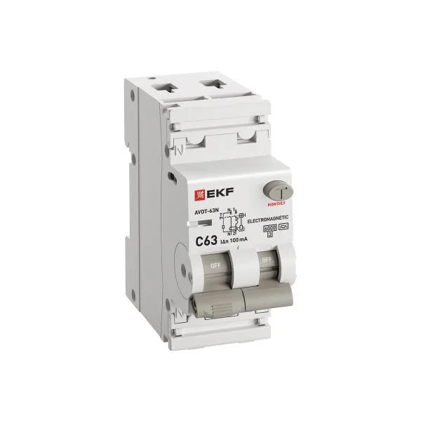Диф. автомат АВДТ-63N 1P+N 63А (C) 100мА (A) эл-мех 6кА PROXIMA EKF - Фото 2
