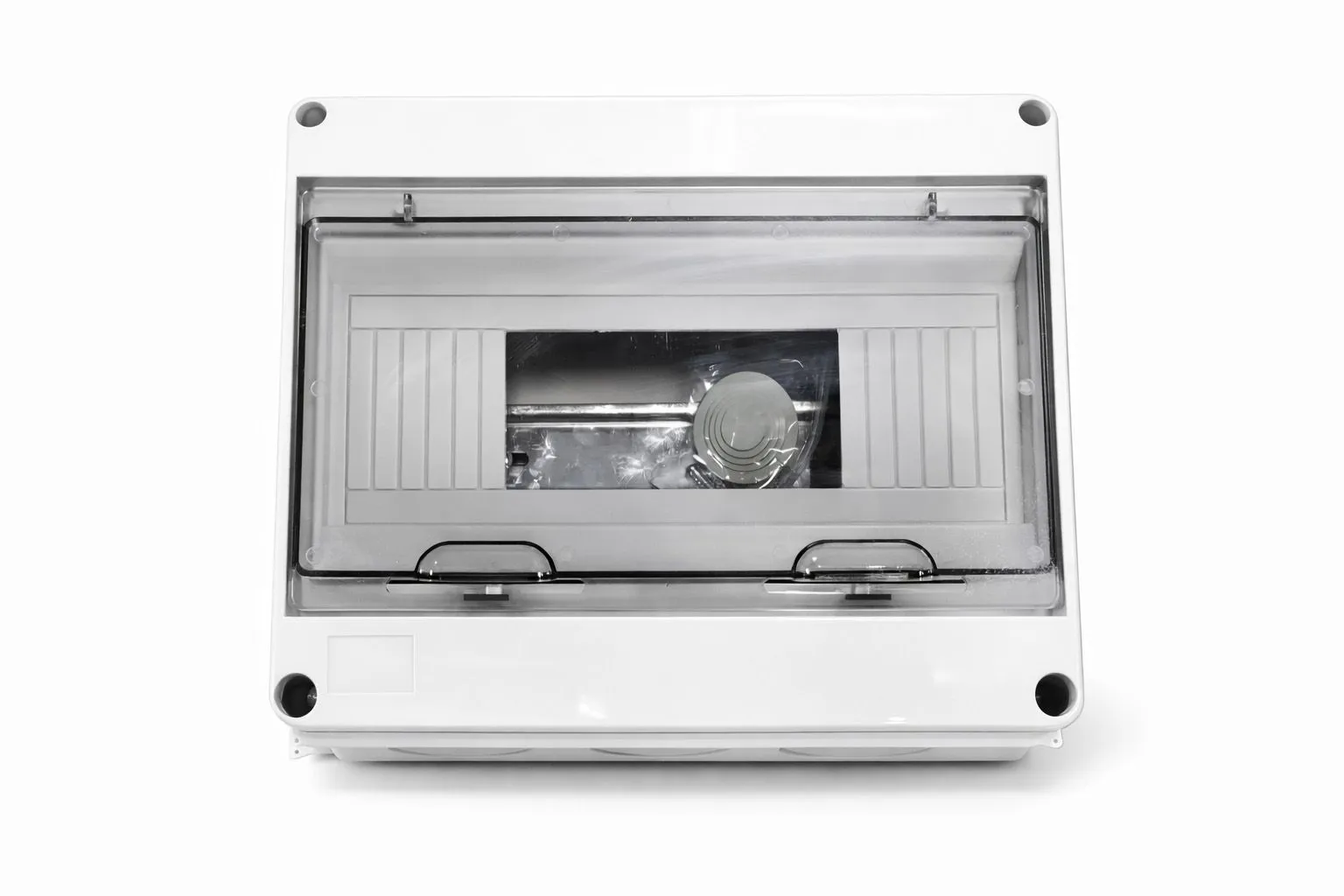 Корпус пластиковый СЕРЫЙ ЩРН-ПГ-12, черная прозрачная дверь IP65, DEKRON