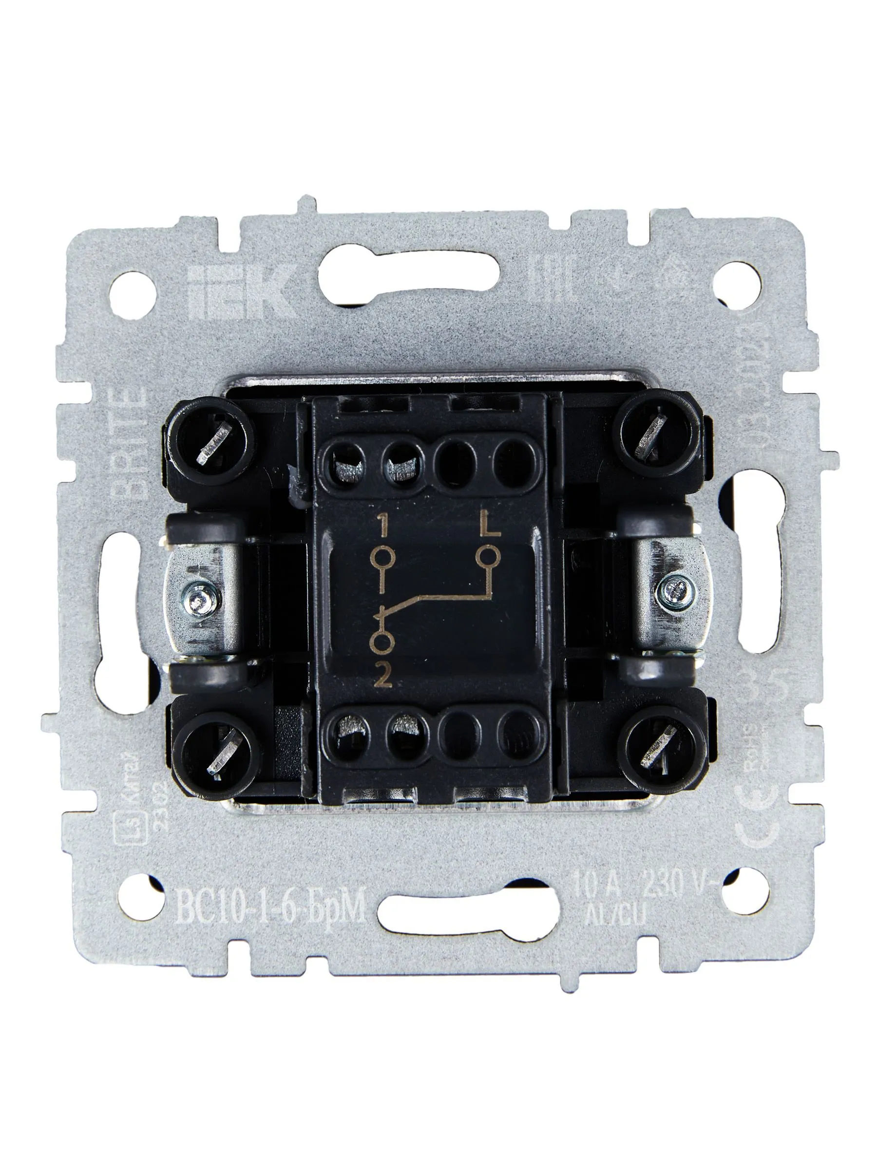 BRITE Выключатель 1-клавишный проходной 10А ВС10-1-6-БрМ маренго IEK - Фото 6