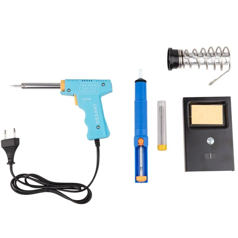 Набор для пайки №5 (паяльник импульсный 30/70Вт, оловоотсос, подставка, припой) REXANT - Фото 5