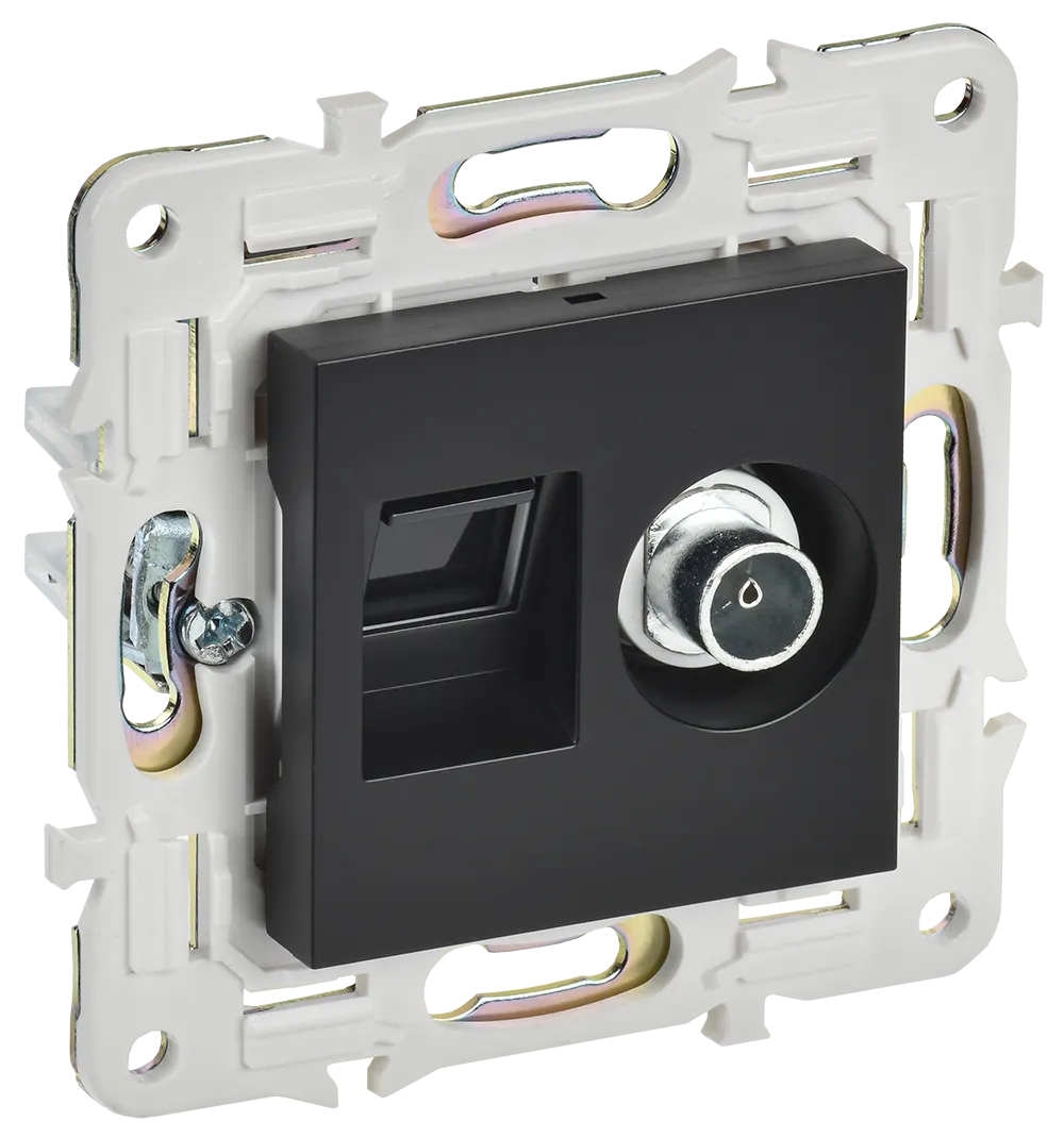 SKANDY Розетка двойная TV+RJ45 кат.5E SK-A14Bl черный IEK SK-AK20-1-K02