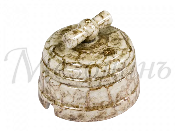 Выключатель ретро фарфоровый поворотный на четыре положен (2-х клавишный, в комплекте с подъемной 