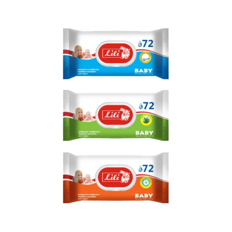 Салфетки влажные 72 шт. «Lili» для детей с экстрактом алоэ вера