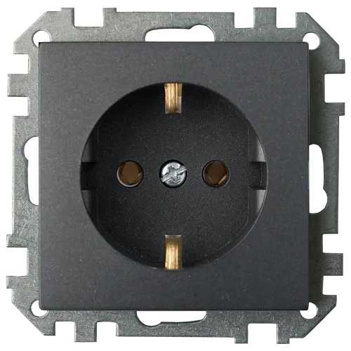 Розетка штепсельная с заземляющим контактом скрытой установки РС16-525 графит