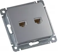 MASTER серебро Розетка комп.+тел. (RJ11 + RJ45) РСКТ-440-06