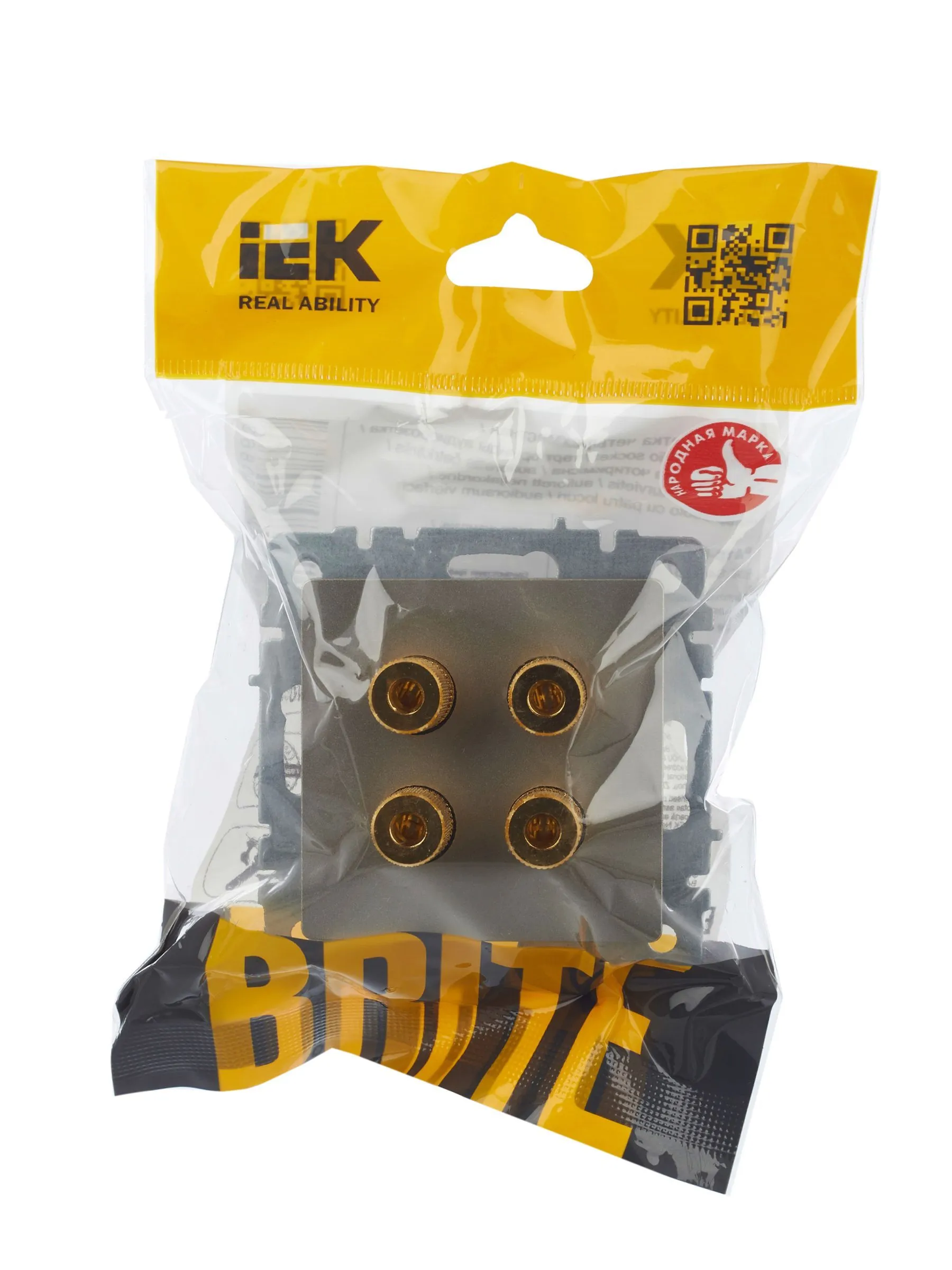 BRITE Аудиорозетка 4-местная РА10-БрШ шампань IEK - Фото 4