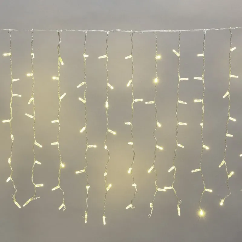 Гирлянда светодиодная Занавес 2х0,8м 160 LED ТЕПЛЫЙ БЕЛЫЙ прозрачный ПВХ IP65 постоянное свечение 230В нужен блок 303-500-1 NEON-NIGHT