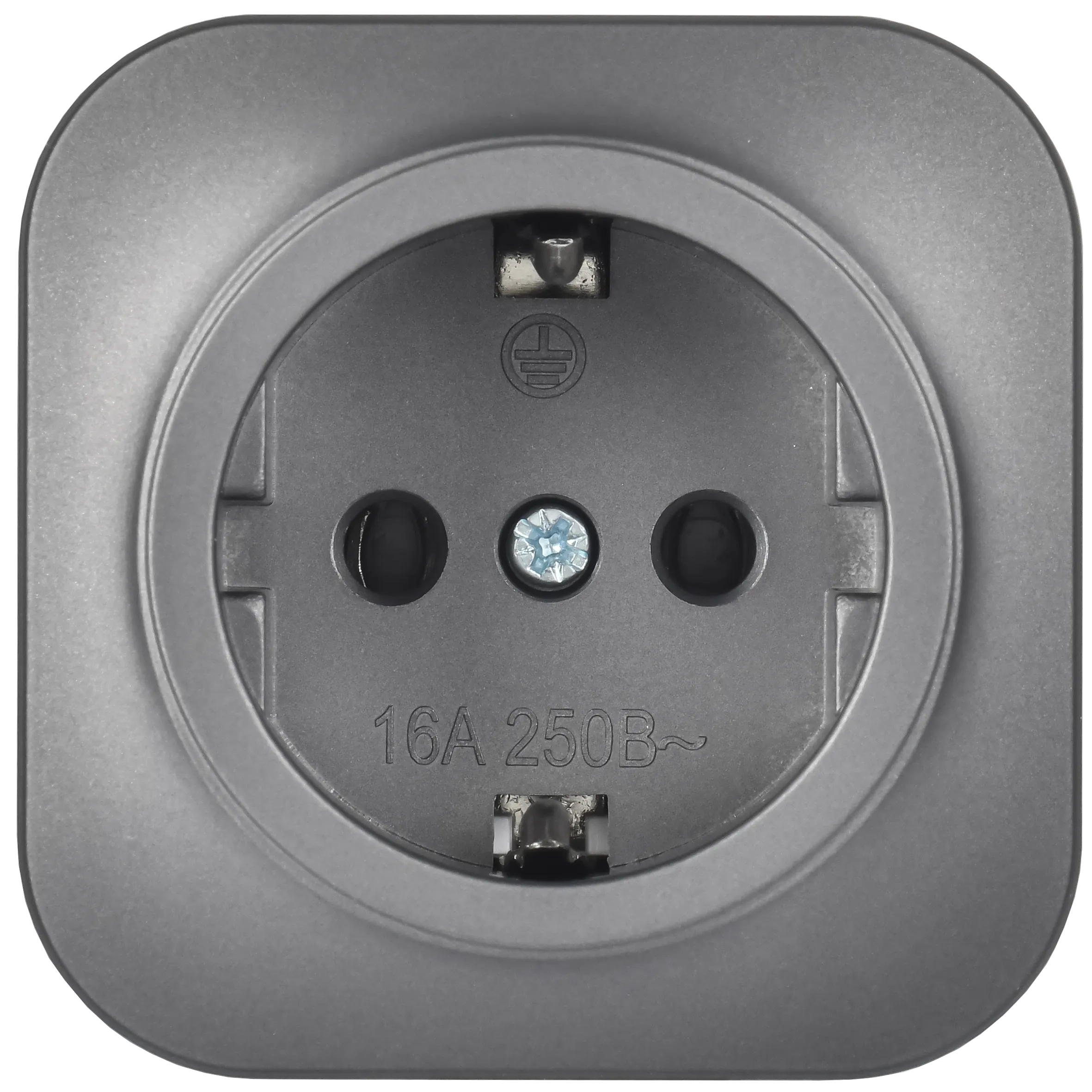 GLORY Розетка 1-местная для открытой установки с заземлением без защитных шторок 16А РС20-3-ХСм сталь матовый IEK - Фото 4