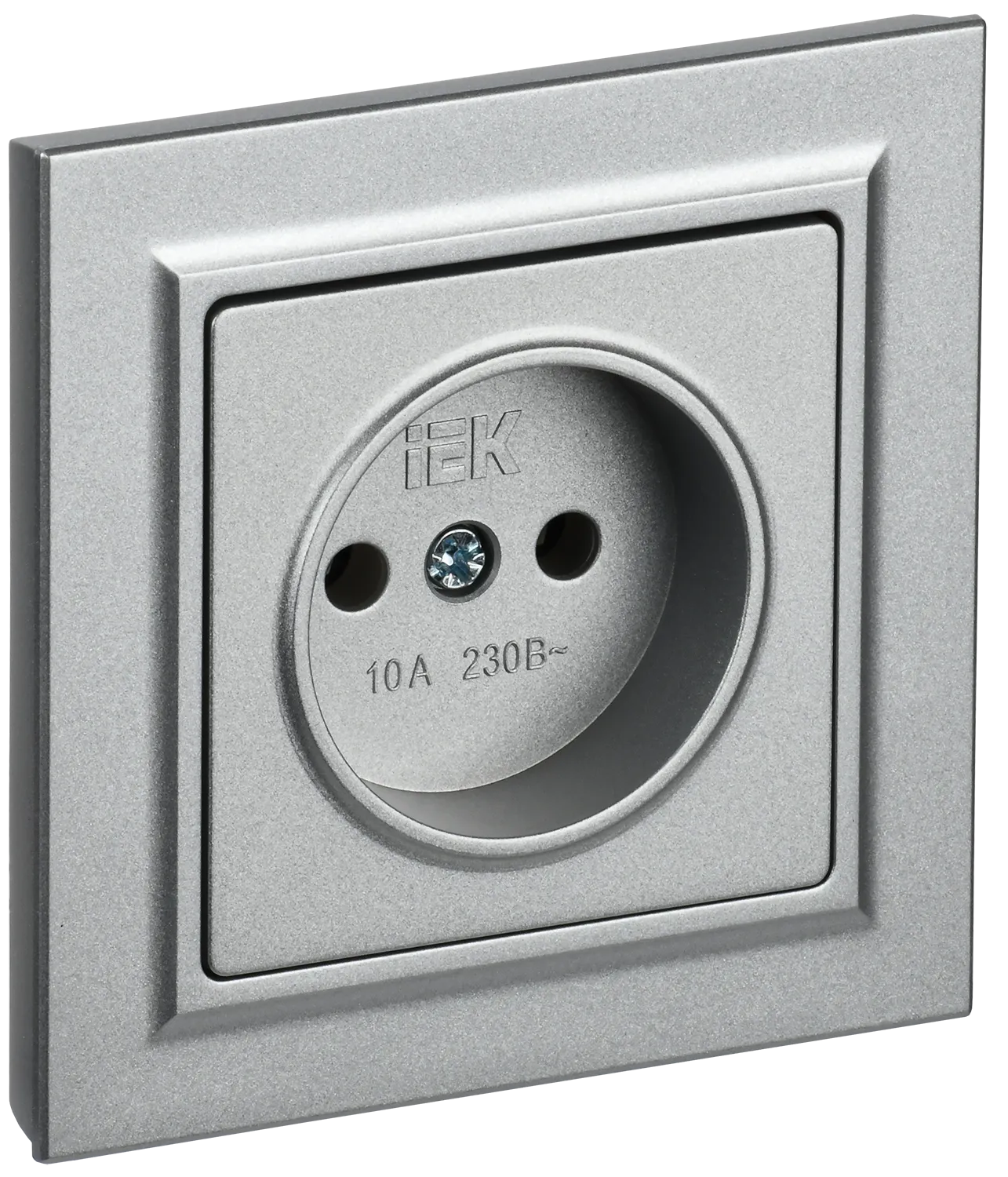 BRITE Розетка 1-местная без заземления без защитных шторок 10А в сб. РСР10-1-0-БрА алюминий IEK