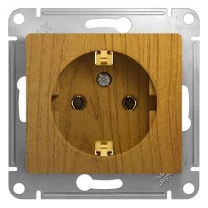 Розетка 1-м СП Glossa 16А IP20 с заземл. механизм дерево дуб SE GSL000543 288559