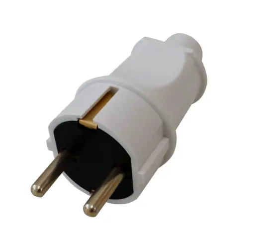 Вилка прямая с заземляющим контактом IP20, УХЛ4, 250 В, 16А, белая