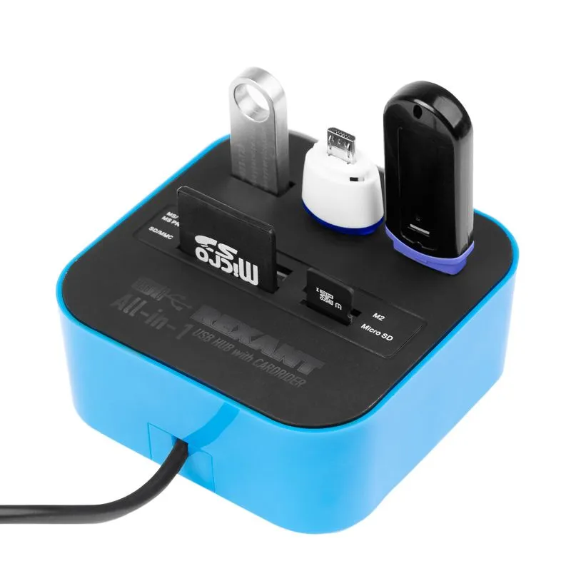 Разветвитель USB на 3 порта+картридер (все в одном) черный REXANT - Фото 4
