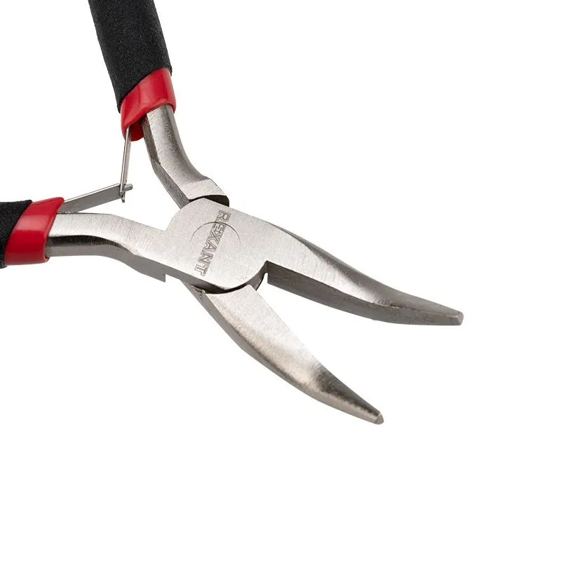 Тонкогубцы изогнутые мини 120мм никелированные, авторазжим, обливные рукоятки REXANT - Фото 4