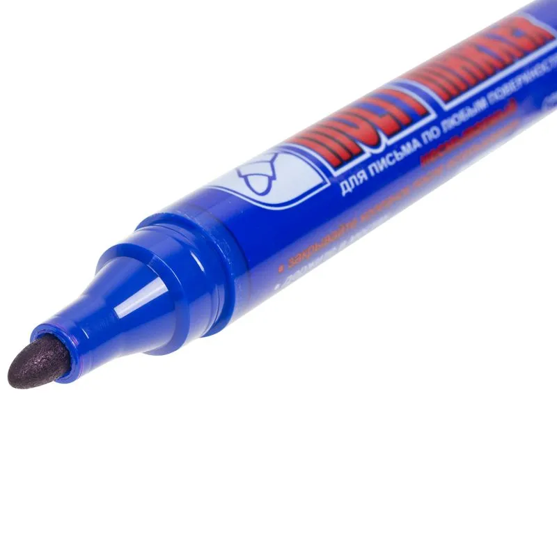 Маркер перманентный Multi Marker 3мм, синий, пулевидный Crown - Фото 5