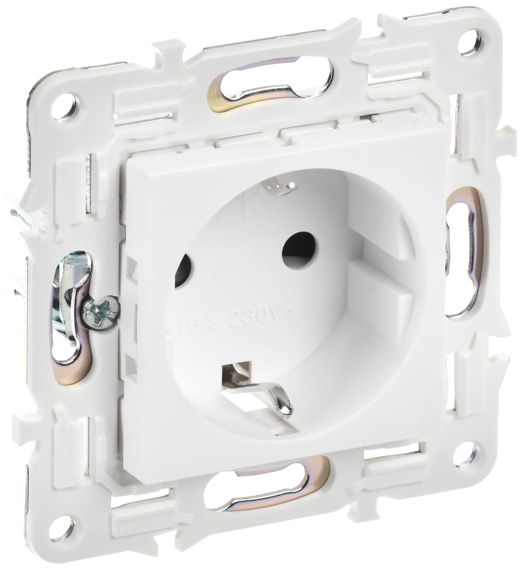 SKANDY Розетка с заземлением с защитными шторками 16А безвинтовое крепление SK-R06W арктический белый IEK