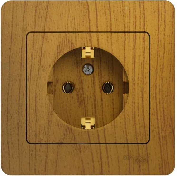 Розетка 1-м СП Glossa 16А IP20 с заземл. в сборе дерево дуб SE GSL000542