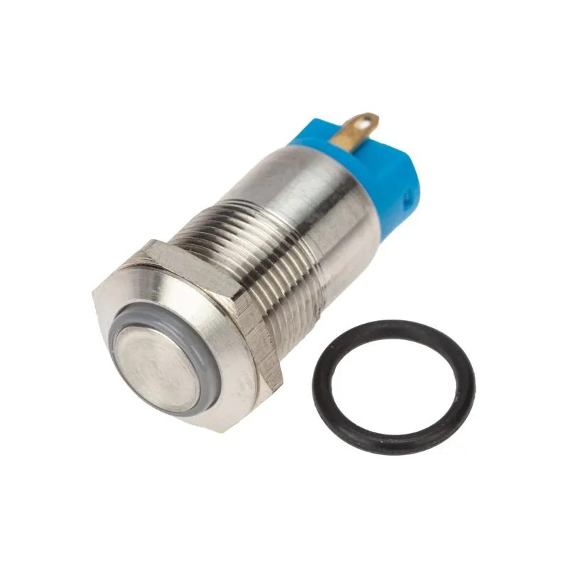 Кнопка антивандальная Ø12 36В(LED) Б/Фикс (4с) OFF-(ON) синяя (A-12-C2) REXANT 36-3211