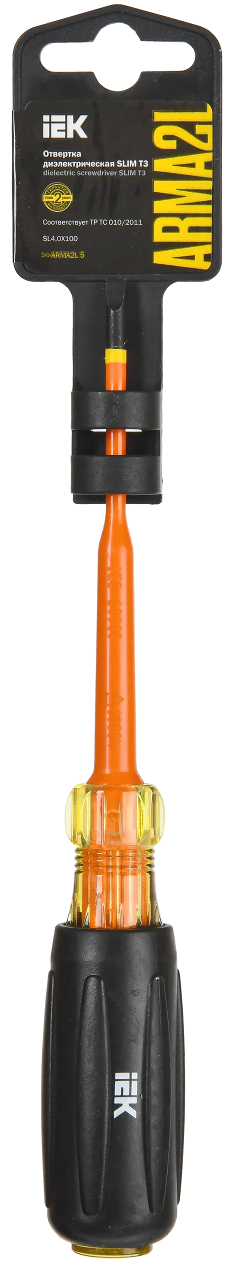 ARMA2L 5 Отвертка диэлектрическая SLIM SL4,0х100 Т3 IEK - Фото 2