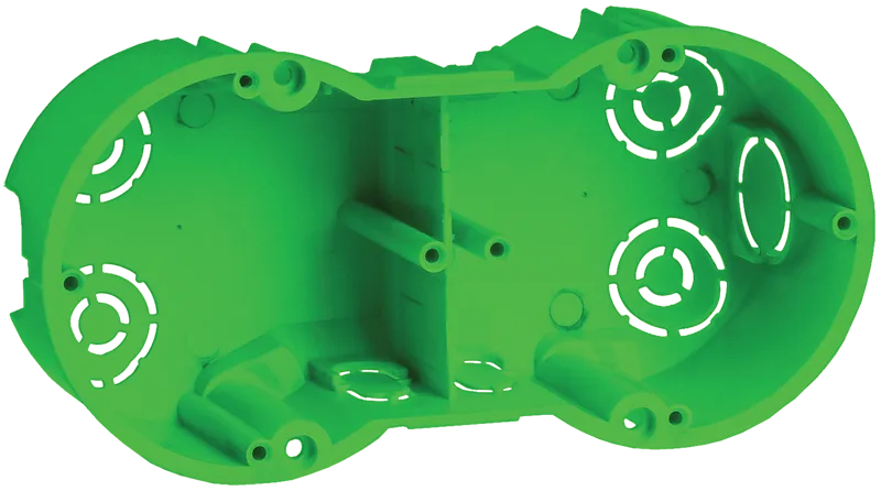 Коробка установочная КМ40023 двухместная для полых стен безгалогенная (HF) 141х70х45мм с саморезами и металлическими лапками IEK