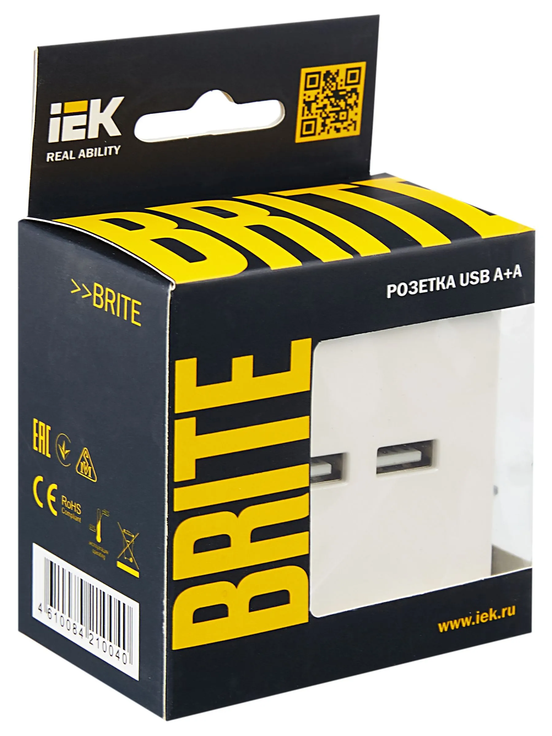 BRITE Розетка USB A+A 5В 3,1А РЮ10-1-БрЖ жемчуг IEK - Фото 5