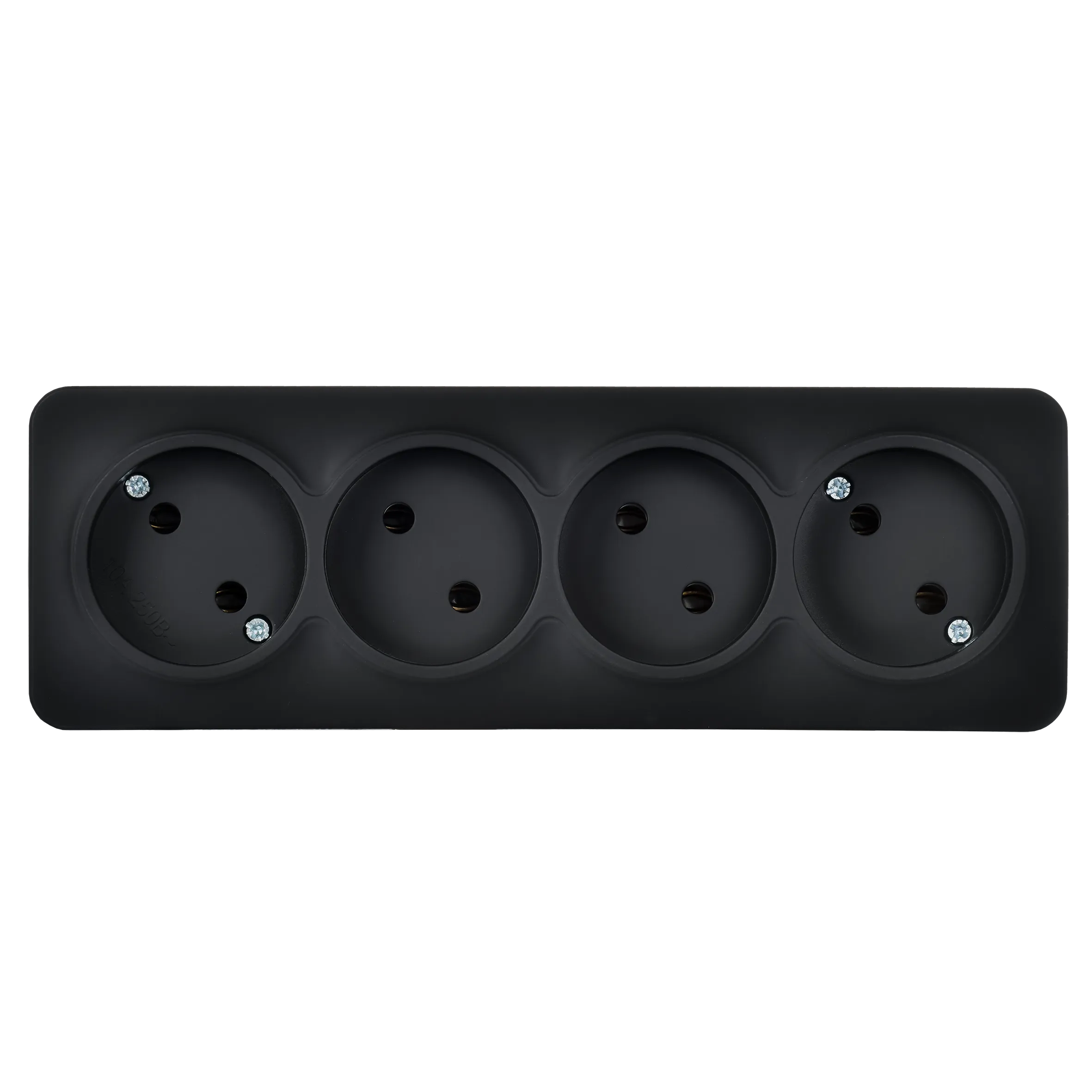 GLORY Розетка 4-местная для открытой установки без заземления без защитных шторок 10А РС24-2-ХЧм черный матовый IEK - Фото 6