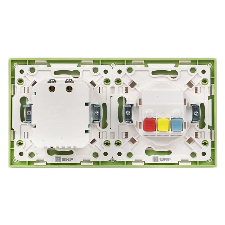 Стокгольм Рамка 2-местная белая с линией цвета зеленый EKF - Фото 4