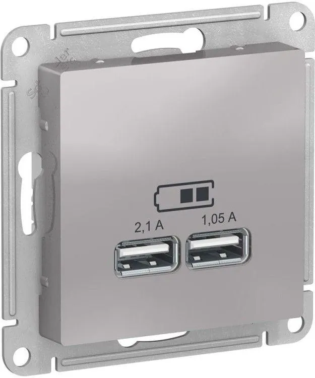 Розетка USB AtlasDesign тип A+A 5В 1х2.1А 2х1.05А механизм алюм. SE ATN000333