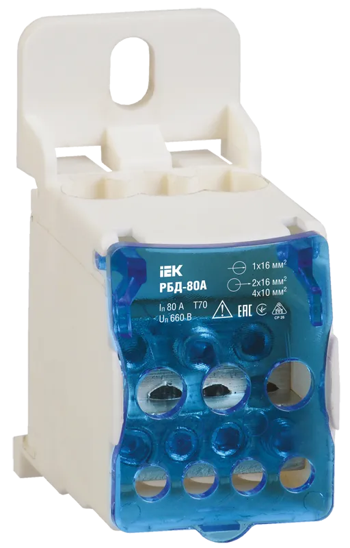 Блок распределительный РБД-80А на DIN-рейку IEK