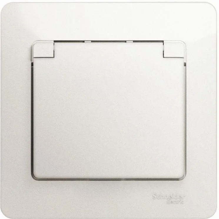 Розетка 1-м СП Glossa 16А IP20 с заземл. защ. шторки с крышкой в сборе перламутр. SE GSL000646