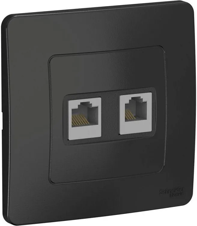 Розетка компьютерная + телефонная 2-м СП Blanca RJ45 кат.5E + RJ11 антрацит SE BLNIS045116