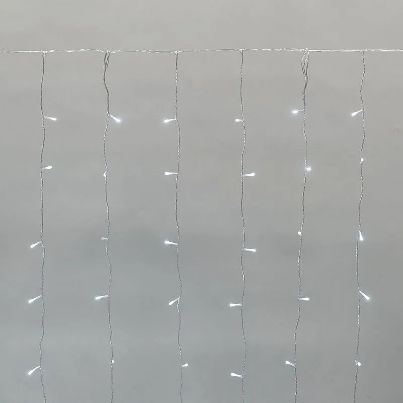 Гирлянда Дождь светодиодный 2х3м, эффект мерцания, прозрачный провод, IP44, 230В, диоды БЕЛЫЕ, 300LED NEON-NIGHT 235-555